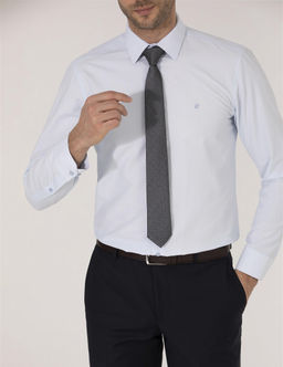 A__k Mavi Slim Fit Uzun Kollu Klasik G_mlek