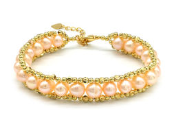 Браслет с жемчугом кремовым шарик 7мм, 17см