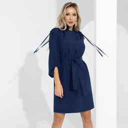 Платье Итальянка в городе (dark blue, с поясом) - Charutti фото 6