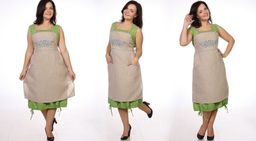 Фартук с вышивкой модель ЛП 78-11 Незабудка-голуб. лен 100% - Лен поволжья фото 2