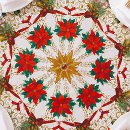 Скатерть новогодняя Этель Новогодние игрушки d=220см +/-3см с ГВМО, хл100%  фото 8