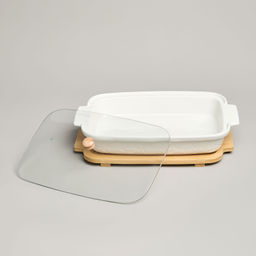 БЛЮДО ДЛЯ ВЫПЕКАНИЯ И СЕРВИРОВКИ LEFARD MUSE СО СТЕКЛ.КРЫШКОЙ НА ДЕР.ПОДСТАВКЕ 34,5*21*11СМ 1400МЛ  фото 5