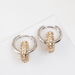 Серьги со съёмным элементом Трансформер круги, цвет серебро с золотом