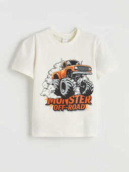 Bisiklet Yaka Bask?l? Erkek ?ocuk Ti??rt