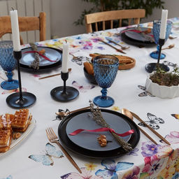 Скатерть Этель. Бабочки, 180?147 см,100 % хлопок, репс 210 г/м?