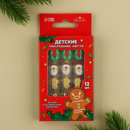 Цена за 2 шт. Детские накладные ногти на новый год Сказка, 12 шт