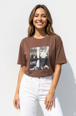 K13398 Футболка OVER SIZE КОРИЧНЕВЫЙ