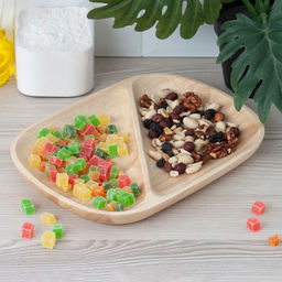 Менажница 2-х секц 28,6*21,2*2,5см гевея арт. GR-PL-09