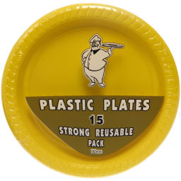 Цена за 2 шт. Тарелка пластиковая 18см в наборе 15шт желтая