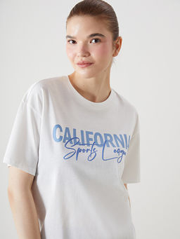 Bisiklet Yaka California Bask?l? Kad?n Spor Ti??rt