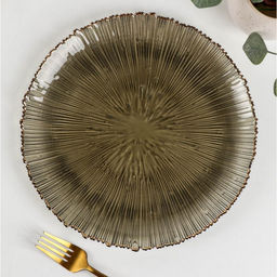 Тарелка стеклянная подстановочная «Фейерверк», d=26,5 см, цвет серый