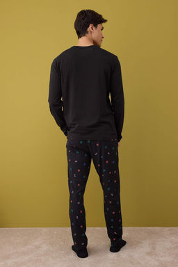 Siyah Regular Game Bask?l? Orme Pijama Tak?m? TMNAW24PT00012