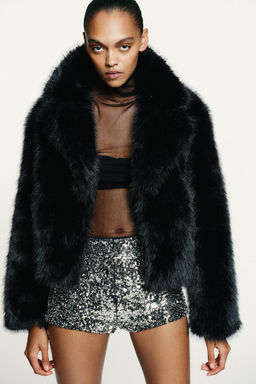 SHORT FAUX FUR COAT - Zara фото 12