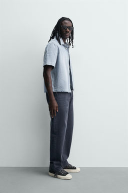 CAMISA BOXY FIT DENIM LIGERO / Azul claro - Zara фото 4