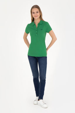 Женская зеленая базовая футболка с воротником-поло - U.s. polo assn фото 11