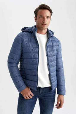 Водоотталкивающая куртка-пуховик с капюшоном и термоизоляцией Slim Fit - Defacto фото 4