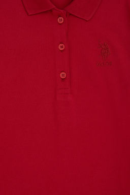 Базовый свитшот красного цвета с воротником-поло для девочек - U.s. polo assn фото 8
