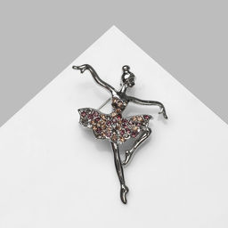 Брошь «Балерина», цветная в серебре