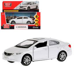 Технопарк. Модель "Honda Civic" 12 см, металл, двери, багаж, инерц, белый, кор. арт.CIVIC-WT