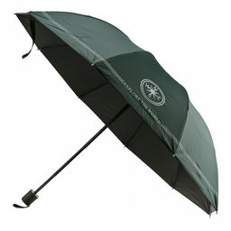 Зонт механический Роза ветров ткань эпонж (полиэстер) + черное УФ-покрытие, 10 лучей, д/купола 108см h68см, 3 сложения, 28см в сложенном виде, механизм против ветра, ручка с покрытием soft-touch, цвет зеленый, 370гр (Китай)