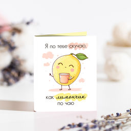 Мини-открытка "Я по тебе скучаю" (лимон)