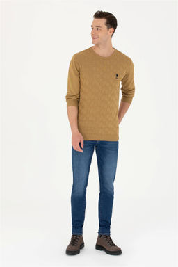 U. S. Polo Assn Мужской базовый свитер светло-хаки - U.s. polo assn фото 4