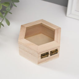 Шкатулка для росписи дерево «Многогранник со стеклянной вставкой», для творчества, декора, 10×9×4.5 см