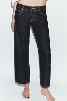 JEANS TRF WIDE LEG CROPPED TIRO BAJO / Marino oscuro - Zara фото 2