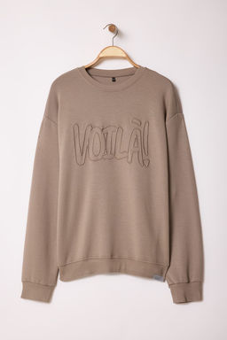 Vizon More Sustainable Oversize/Genis Kesim Yaz? Nak?sl? Sardonsuz Sweatshirt TMNAW25SW00209