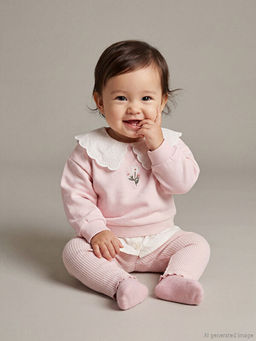 Bebe Yaka K?z Bebek Sweatshirt ve Tayt