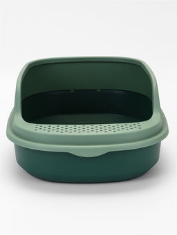 Лоток для кошек Фур-Мур 48×35.5 см с высоким бортом + совок, Soft-touch, изумруд
