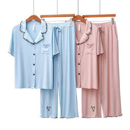 K11638 Костюм домашний: брюки и рубашка ГОЛУБОЙ