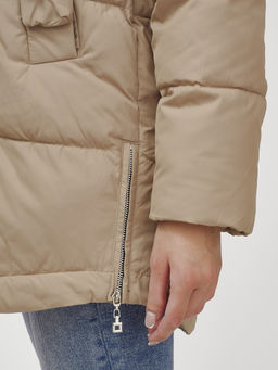 Куртка Бренд Visdeer ПРЕМИУМ КЛАССА зимняя с мехом ЕНОТА, бежевого цвета  фото 11