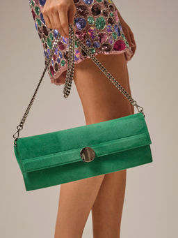 Клатч замшевый Deboro 30477 зеленый изумруд