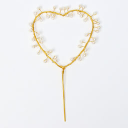 Топпер Сердце с бусинами, цвет золото