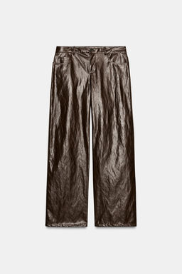 ZW COLLECTION FAUX LEATHER STRAIGHT TROUSERS - Zara фото 5