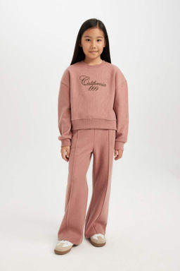 Толстовка с короткими рукавами из ткани селаник стандартного кроя для девочек и принтом с надписью Selanik - Defacto фото 2