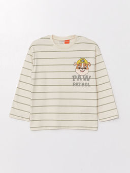 Bisiklet Yaka Uzun Kollu Paw Patrol Bask?l? Erkek Bebek Ti??rt