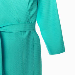 Халат вафельный женский Экономь и Я рукав 3/4, размер 54-56, бирюзовый, 100% хлопок, 200 г/м²