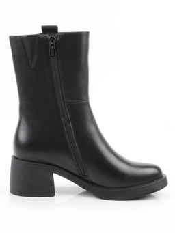 01-M43-5 BLACK Ботинки демисезонные женские (натуральная кожа, байка)