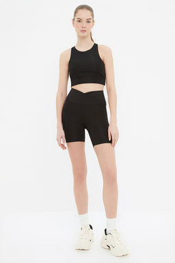 TRENDYOLMILLA Siyah Toparlay?c? Kruvaze Bel Detayl? Orme Spor Sort/K?sa Tayt TWOSS21SR0714  фото 3