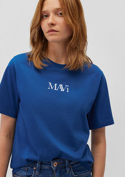 Mavi Logo Bask?l? Lacivert Tisort