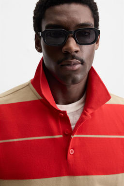 STRIPED PIQUE POLO SHIRT - Zara фото 5