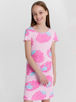 Сорочка ночная для девочек розовая с принтом