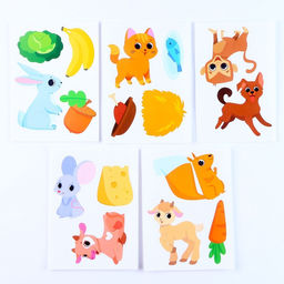 Цена за 2 шт. Развивающая игра на липучках «Изучаем животных. Кто что ест?»