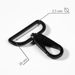 Цена за 2 шт. Карабин металлический, 52 45 мм / 38 3,5 мм, 3 шт, цвет матовый чёрный - Арт узор фото 2