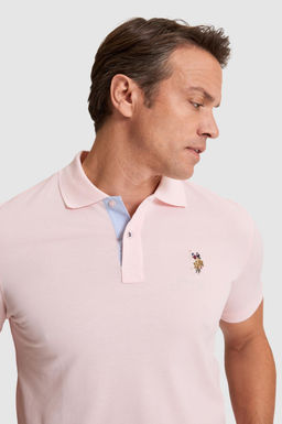 Erkek A__k Pembe Regular Fit Polo Yaka Basic Ti__rt