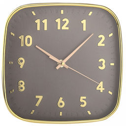 Часы настенные "Эдем" 21,3х21,3х4см, мягкий ход, циферблат шоколадный; цифры арабские, золотой; корпус пластик, золотой; в коробке (Китай)