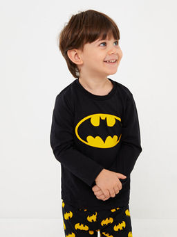 Bisiklet Yaka Uzun Kollu Batman Bask?l? Erkek Bebek Pijama Tak?m? - Waikiki фото 3