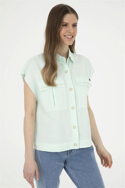 U. S. Polo Assn / Женская рубашка зеленого цвета с коротким рукавом - U.s. polo assn фото 3